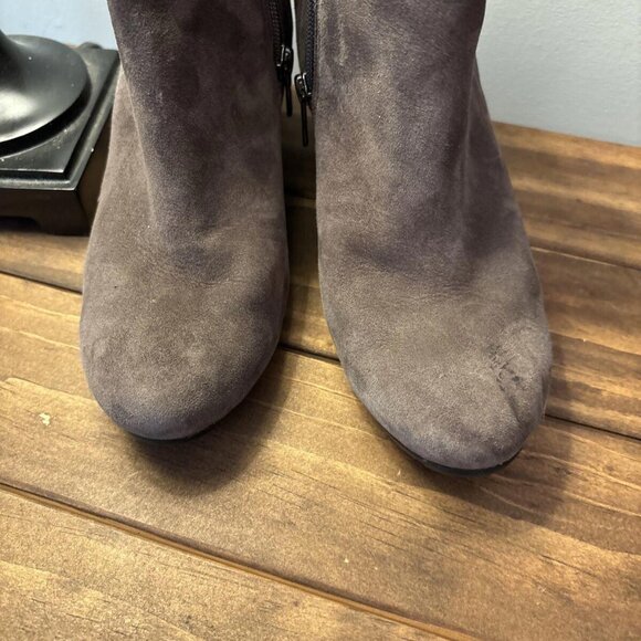 Clarks Brown Suede Leather High Wedge Heel Lace Up Ankle Boots Sz 8.5M. Casual - Picture 2 of 8